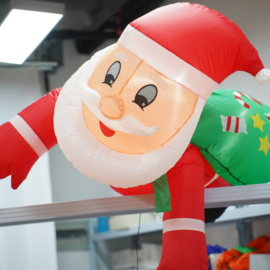 7FT Christmas Inflatable Santa Claus with Reindeer Blow Up Hanging Xmas Inflatables Decor with LED Lights