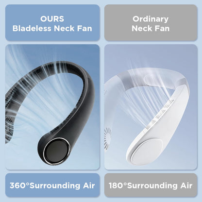 Portable Neck Fan, 3 Speeds Hands Free Personal Wearable Bladeless Fan with 3600mAh Rechargeable Battery, Black