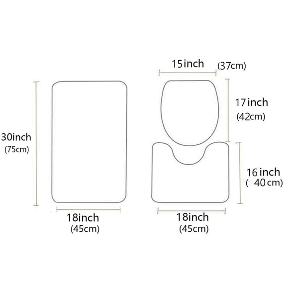 3-Piece Bathroom Linen & Accessory Set with Bath Mat, Contour Mat, and Toilet Lid Cover