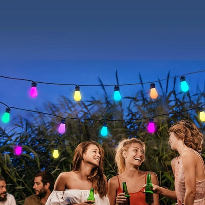 Smart Outdoor String Lights, 48ft*2 RGBIC & Warm White LED String Lights with 30*2 Bulbs, Works with Alexa, Google & APP Control, IP65 Waterproof for Patio, Garden Decorations