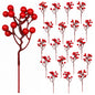 SwFoer 20 Pack 7 Inch Artificial Red Berry Picks, Christmas Berry Sprigs Stems for Tree Ornaments Wreath Crafts Home Decor