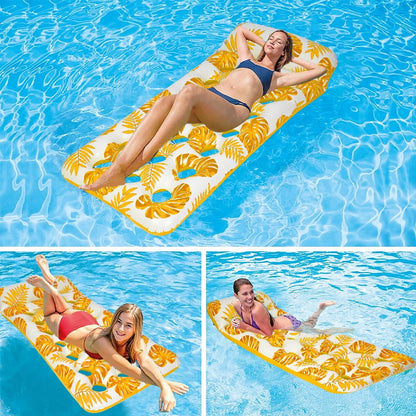73 x 34in Inflatable Pool Float 1 Piece Adults Floating Pool Lounge for Lake Beach Swimming Pool Fun, Yellow