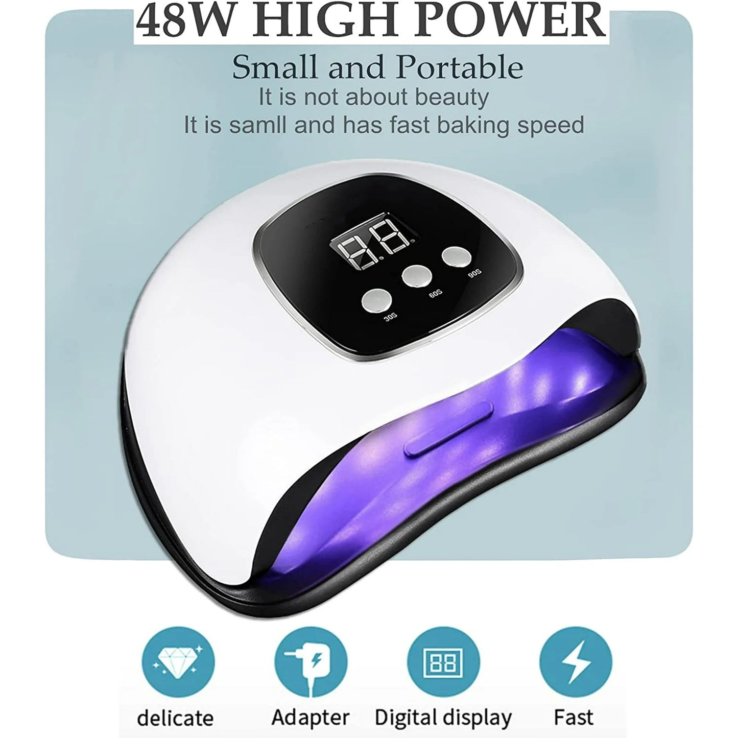 UV Light for Nails, Fast Nail Dryer with Automatic Sensor, Timer Setting, White