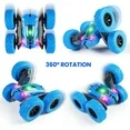 Remote Control Car Double Sided 360°Rotating 4WD RC Cars with Headlights 2.4GHz Rechargeable Toy Cars, Blue