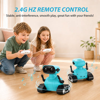 Swfoer Robot Toys for Kids,Remote Control Robot Toy, Rechargeable RC Robot for Boys Girls with Music and LED Eyes, Gift for Children Age 3 Years and Up, Blue