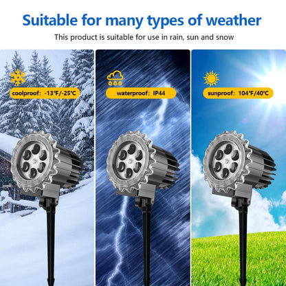 Christmas Snowflake Projector Lights Outdoor, Three-dimensional Snowfall Projection Lamp Outside Waterproof, Black