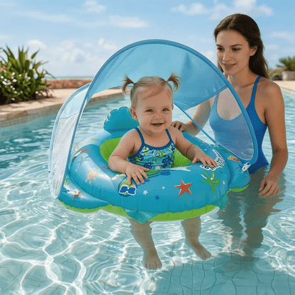 Pool Float Toys Baby Pool Float with Canopy Baby Float Infant Swimming Pool Float Sun Protection