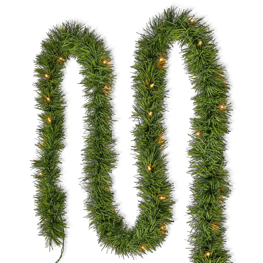 25FT Christmas Garland With Warm White Lights