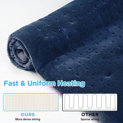 12" x 24" Heating Pad with 3 Heat Settings, Auto Shut Off, Machine Washable, Blue