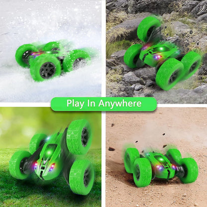Uncahome RC Cars, Remote Control Car 2.4Ghz Stunt Car with Double Sided 360 Flips, Rechargeable 4WD Off Road RC Car Toys for Kids (Green)