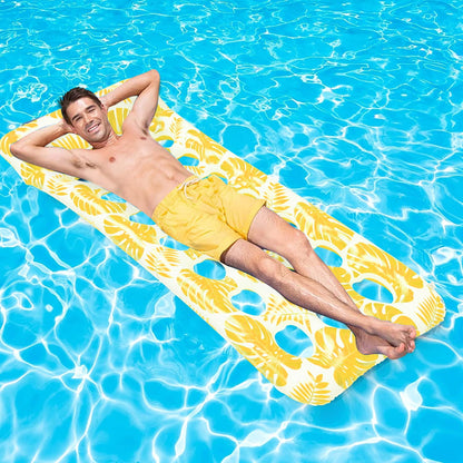 73 x 34in Inflatable Pool Float 1 Piece Adults Floating Pool Lounge for Lake Beach Swimming Pool Fun, Yellow