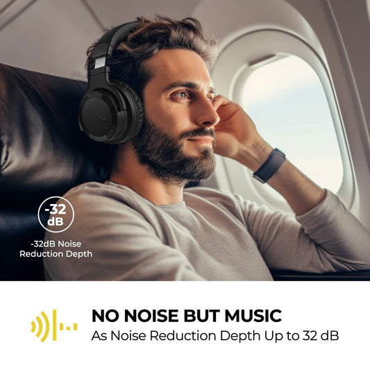 Bluetooth Headphones Noise Cancelling Headphones Wireless & Wired over Ear with Microphone for TV PC