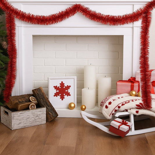 2 Pcs 50 Feet Christmas Tinsel Garlands, Metallic Twist Garland Hanging Garland Ornaments, for Christmas Tree Party Supplies, Indoor and Outdoor Decoration