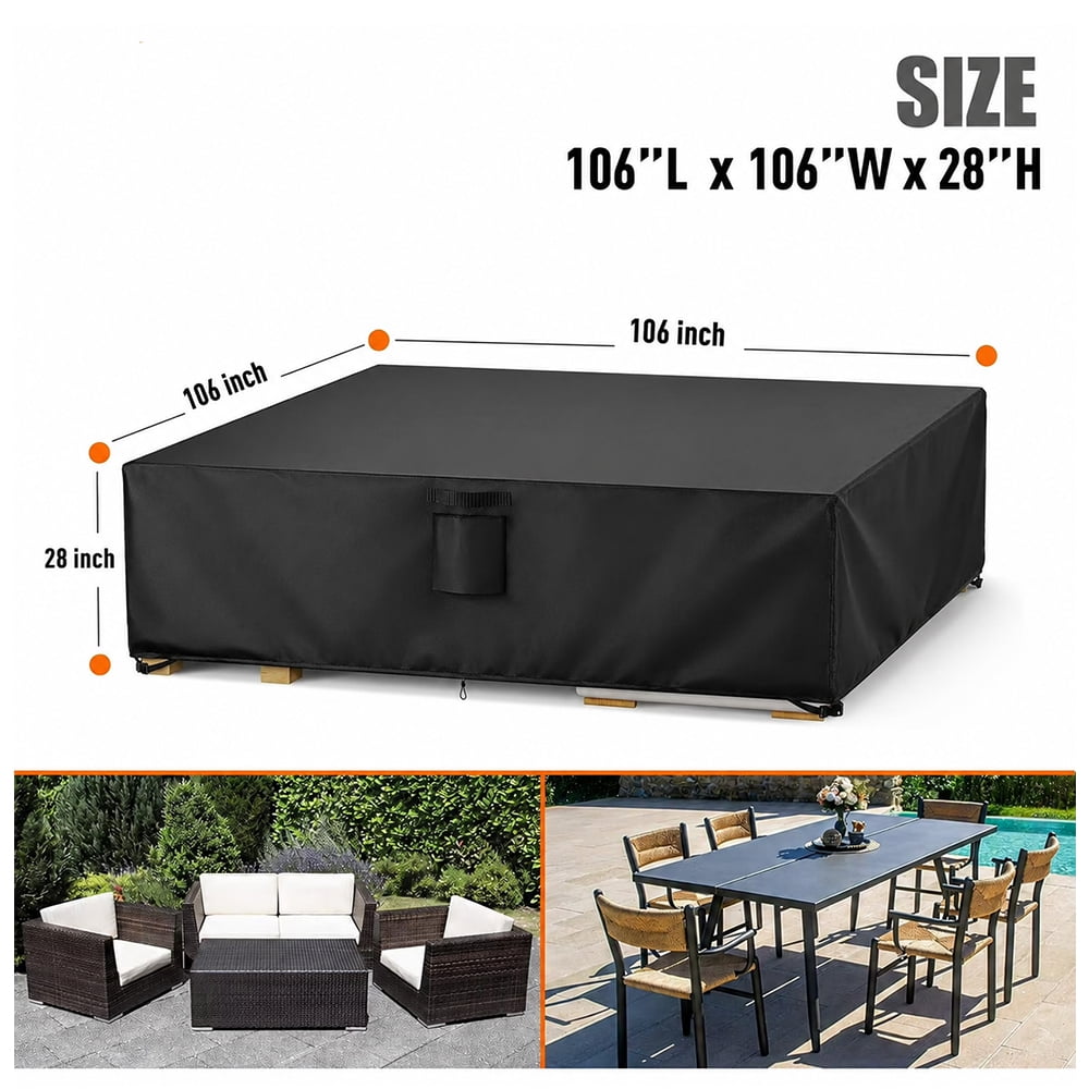SwFoer Patio Furniture Covers Waterproof Outdoor Couch Sectional Sofa Set Cover 106in x 106in x 28in