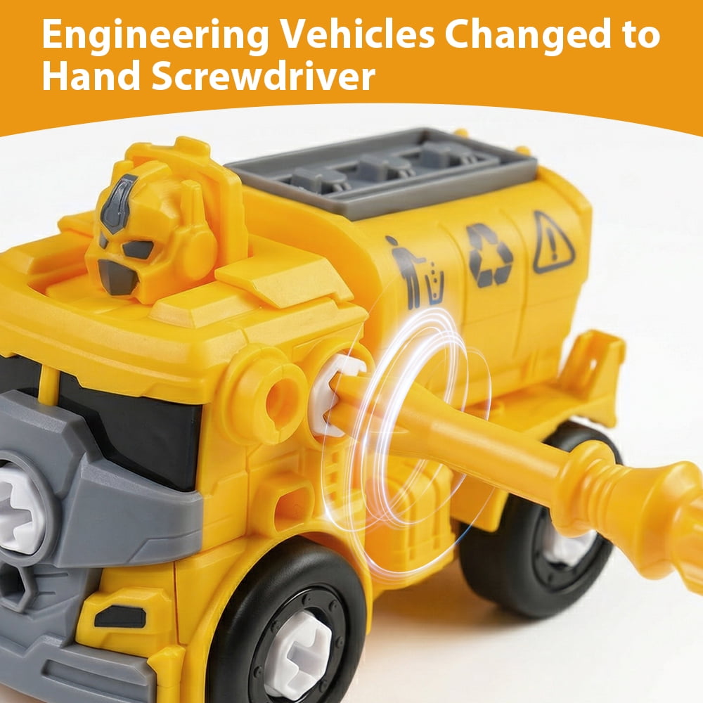 5 in 1 Take Apart Trucks Transform to Robot Construction Vehicles Set Transforming Robots for Kids Educational STEM Toys