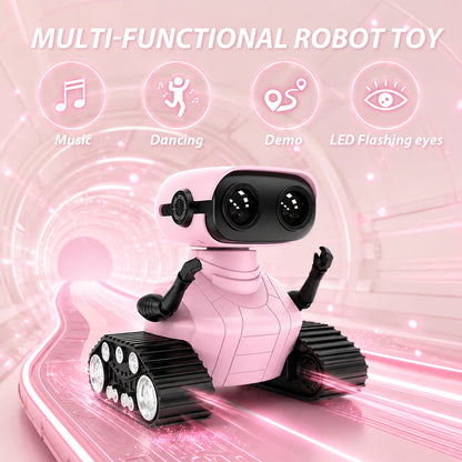 Swfoer Robot Toys for Kids,Remote Control Robot Toy, Rechargeable RC Robot for Boys Girls with Music and LED Eyes, Gift for Children Age 3 Years and Up, Pink