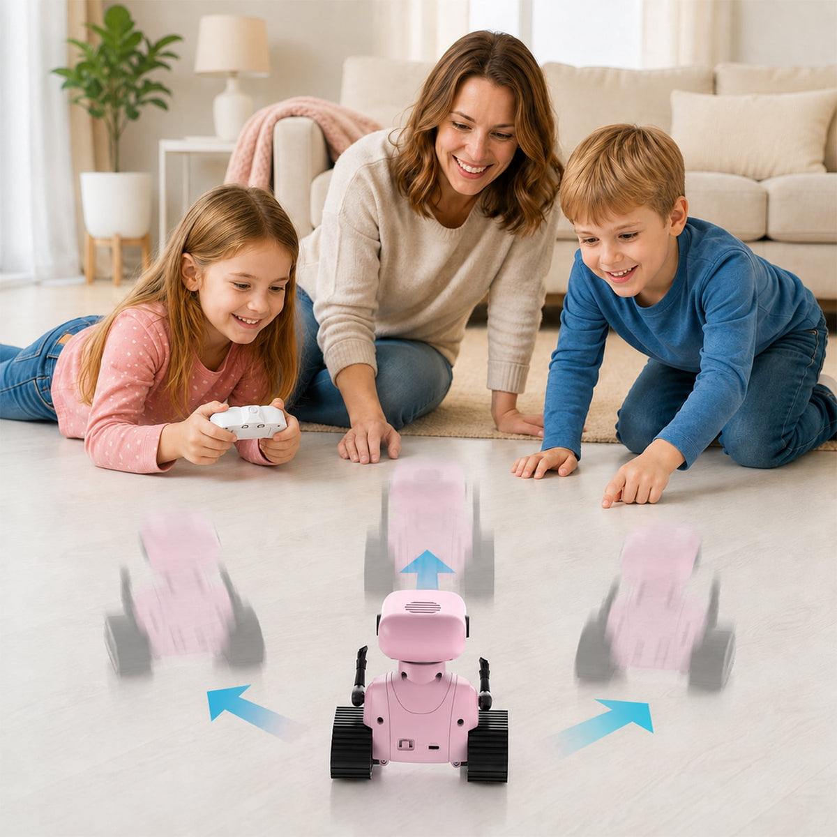 Swfoer Robot Toys for Kids,Remote Control Robot Toy, Rechargeable RC Robot for Boys Girls with Music and LED Eyes, Gift for Children Age 3 Years and Up, Pink