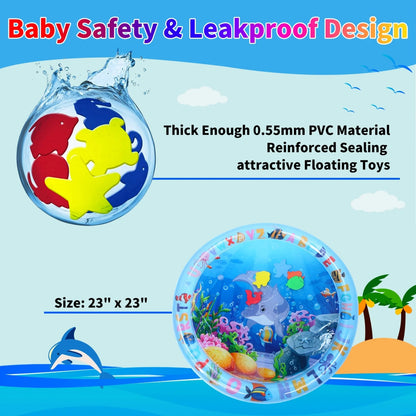 Tummy Time Water Mat, Water Play Mat for Babies Inflatable Activity Center, Infant Baby Water Mat for Newborn Infant Toddler Boy Girl, Promote Baby's Growth