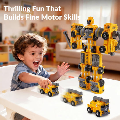 5 in 1 Take Apart Trucks Transform to Robot Construction Vehicles Set Transforming Robots for Kids Educational STEM Toys