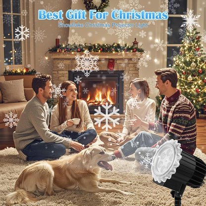 Christmas Snowflake Projector Lights Outdoor, Three-dimensional Snowfall Projection Lamp Outside Waterproof, Black