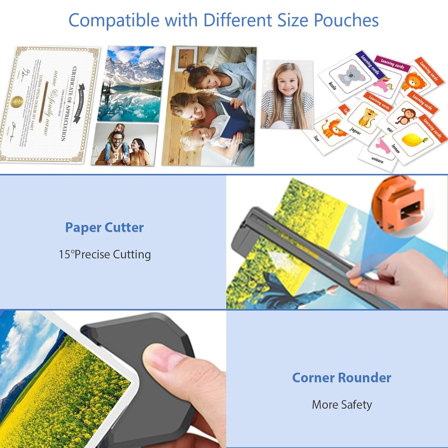 Laminator, A4 Laminator Machine, 9 inch Laminator Hot & Cold Thermal Laminator For Home Office School Business Use With Paper Trimmer and Corner Rounder
