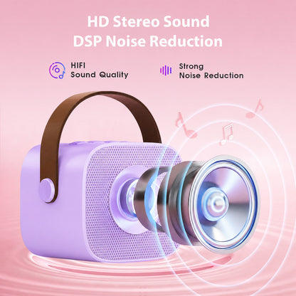 Mini Karaoke Machine with 2 Wireless Microphones Portable Mini Karaoke Machine for Kids for Christmas Party Gift