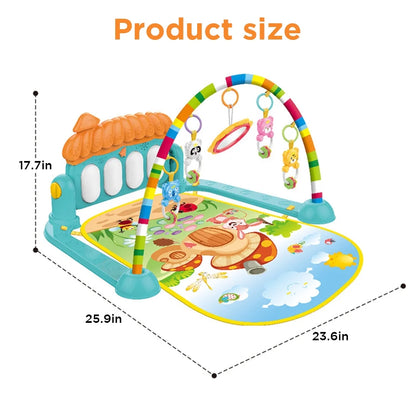 Baby Play Mat for Infant with Music and Mirror, Newborn Piano Activity Center Toys Gym Floor Playmat for Boys Girls