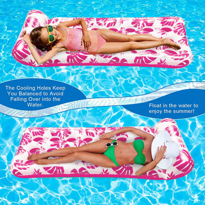73 x 34in Inflatable Pool Float 1 Piece Adults Floating Pool Lounge for Lake Beach Swimming Pool Fun, Red