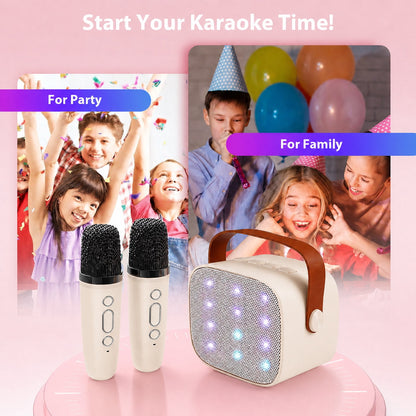 Mini Karaoke Machine with 2 Wireless Microphones Portable Mini Karaoke Machine for Kids for Christmas Party Gift