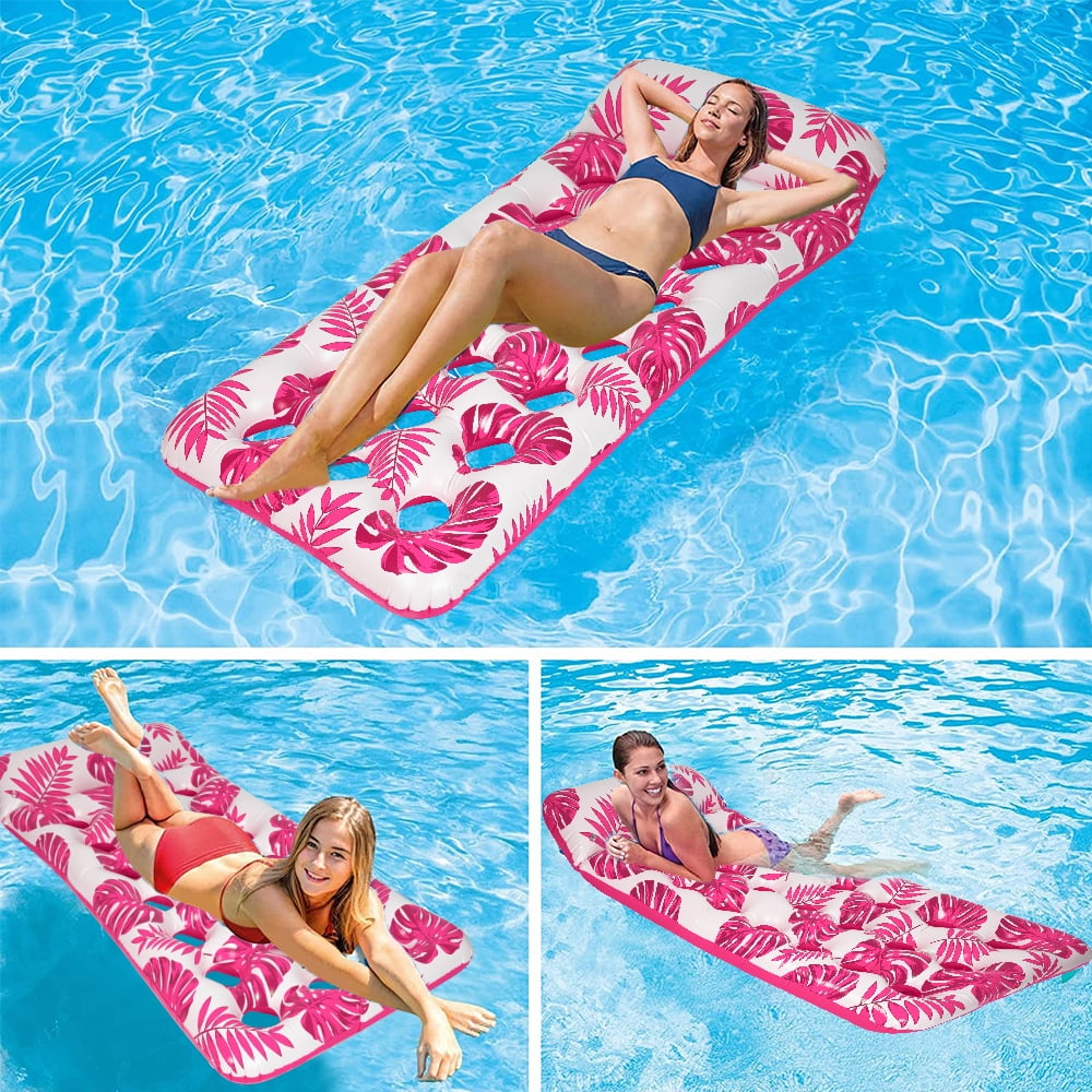 73 x 34in Inflatable Pool Float 1 Piece Adults Floating Pool Lounge for Lake Beach Swimming Pool Fun, Red