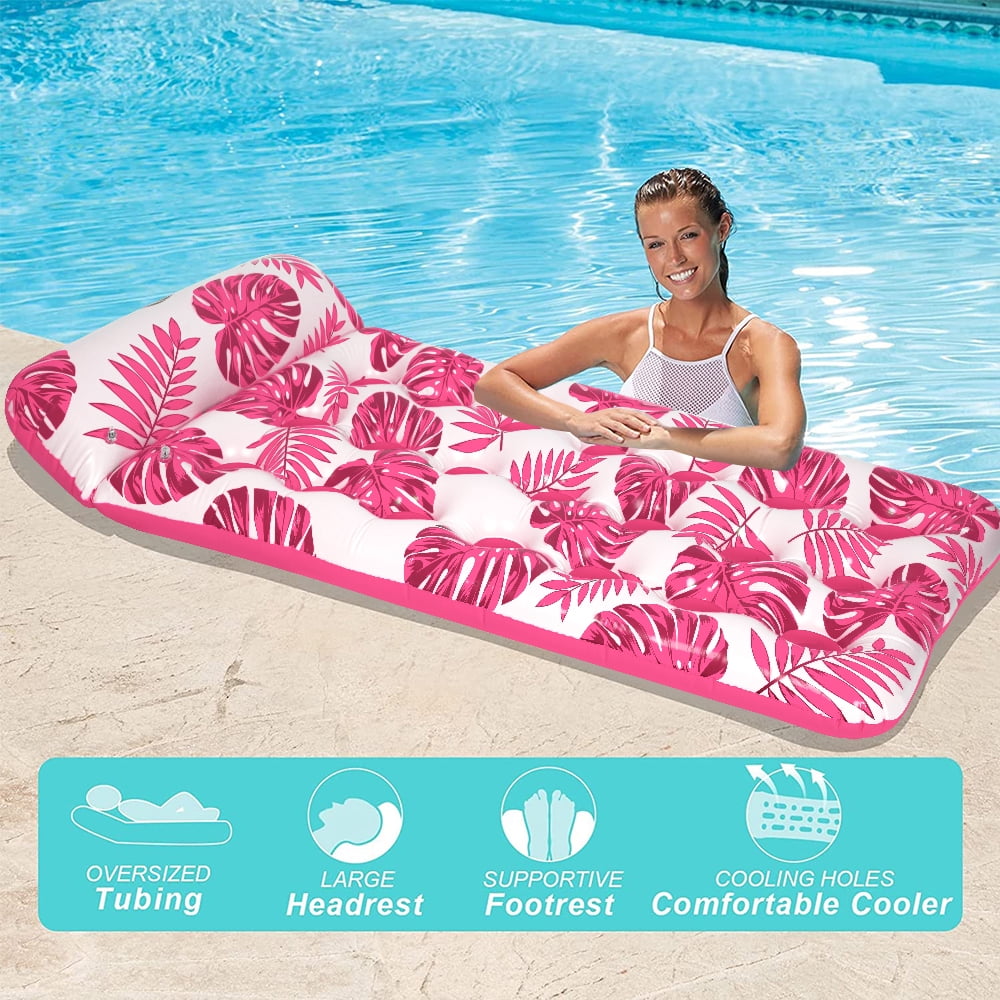 73 x 34in Inflatable Pool Float 1 Piece Adults Floating Pool Lounge for Lake Beach Swimming Pool Fun, Red