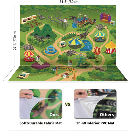 Dinosaur Toys with Play Mat & Trees for Toddlers, Realistic Jurassic Dinosaur Figures to Create a Dino World Includes 9 Kinds of Dinosaurs, Gift for Toddlers Boys & Girls (Age 3+)