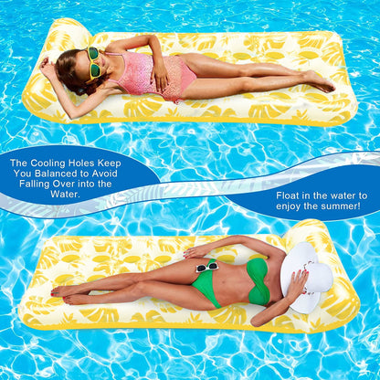 73 x 34in Inflatable Pool Float 1 Piece Adults Floating Pool Lounge for Lake Beach Swimming Pool Fun, Yellow
