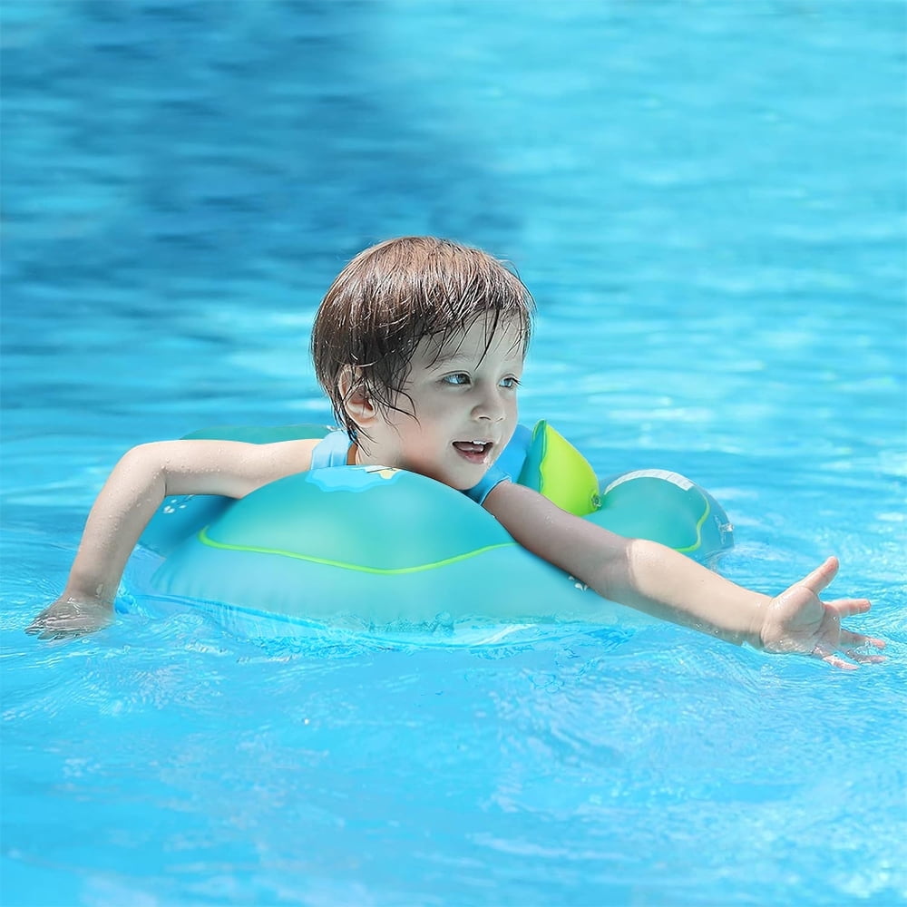 SwFoer Baby Pool Float with Canopy Sun Protection Skin Friendly Infant Blue