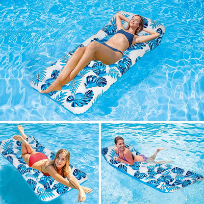 73 x 34in Inflatable Pool Float 1 Piece Adults Floating Pool Lounge for Lake Beach Swimming Pool Fun, Blue