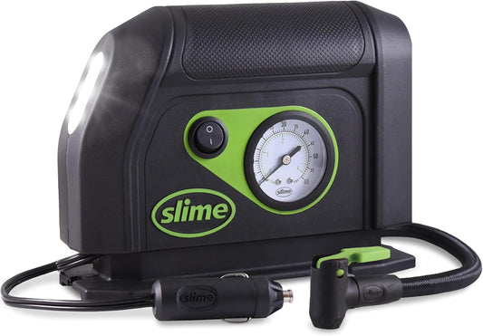40050 Tire Inflator, Portable Car Air Compressor, with Analog 100 psi Dial Gauge, Long Hose and LED Light, 12V, 8 min Inflation