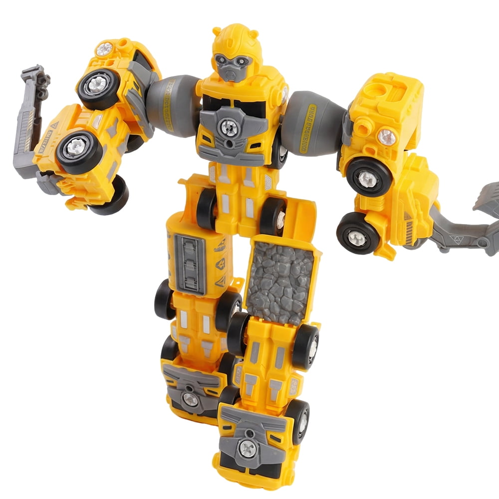 5 in 1 Take Apart Trucks Transform to Robot Construction Vehicles Set Transforming Robots for Kids Educational STEM Toys