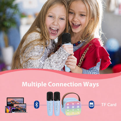 Mini Karaoke Machine with 2 Wireless Microphones Portable Mini Karaoke Machine for Kids for Christmas Party Gift