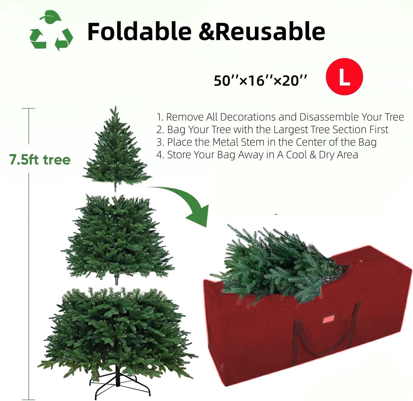 6 ft Christmas Tree Storage Bag , for Big Artificial Xmas Tree,Holiday Trees, Red