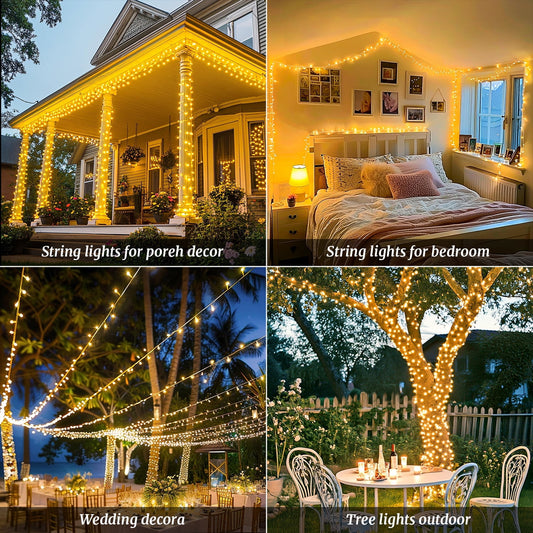 168FT Christmas Lights Outdoor 8 Modes Indoor String Lights for Outside Warm White