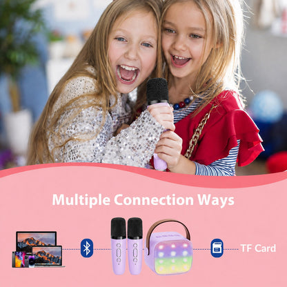 Mini Karaoke Machine with 2 Wireless Microphones Portable Mini Karaoke Machine for Kids for Christmas Party Gift
