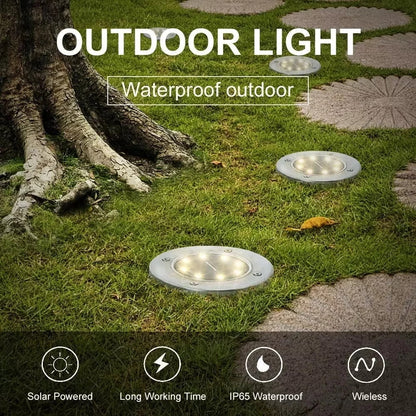 Swfoer Solar Ground Lights Solar Garden Lights 8 Pack Waterproof LED Disk Lights for Pathway, Yard, Patio and Walkway, White