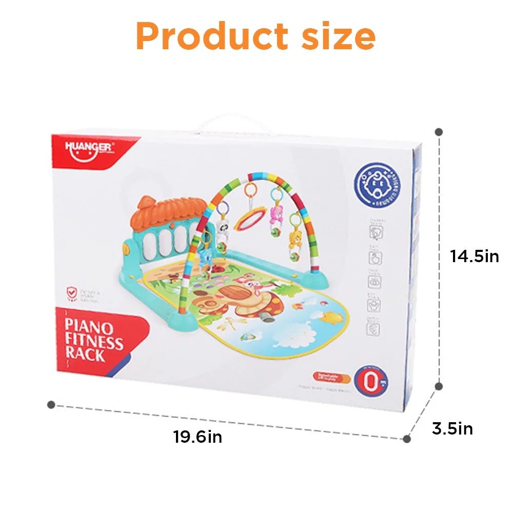 Baby Play Mat for Infant with Music and Mirror, Newborn Piano Activity Center Toys Gym Floor Playmat for Boys Girls