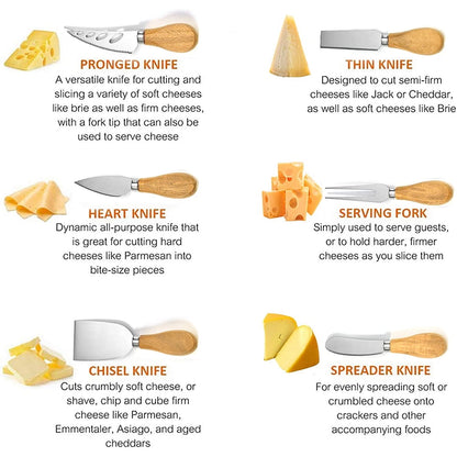 Cheese Knives Set Cheese Spreader Slicer Cheese Cutter Cheese Fork Cheese Spreading Knife for Charcuterie Boards Cutlery Gift Set 6 Pieces Cheese Knife Utensils Set