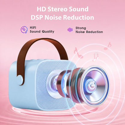 Mini Karaoke Machine with 2 Wireless Microphones Portable Mini Karaoke Machine for Kids for Christmas Party Gift
