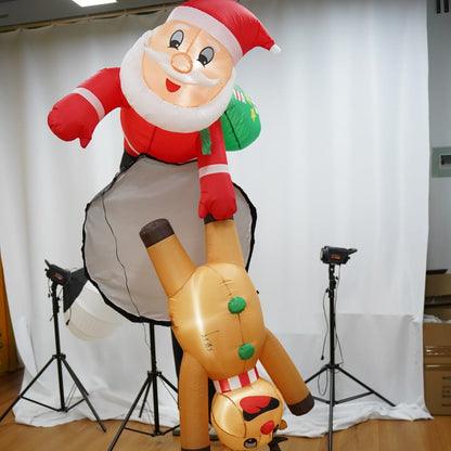 7FT Christmas Inflatable Santa Claus with Reindeer Blow Up Hanging Xmas Inflatables Decor with LED Lights