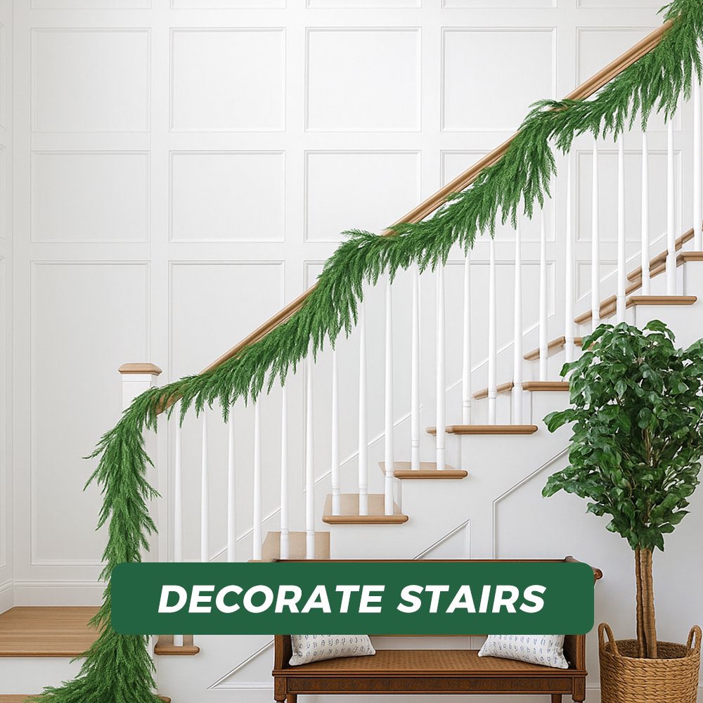 6 Ft Real Touch Christmas Garland Lifelike Cedar Garland Realistic Christmas Outdoor Indoor Decorations