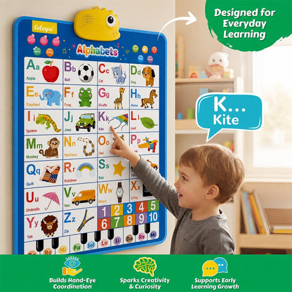 Interactive Alphabet Wall Chart for Kids,Talking ABC Letters and Numbers 123 for Toddlers 2-6