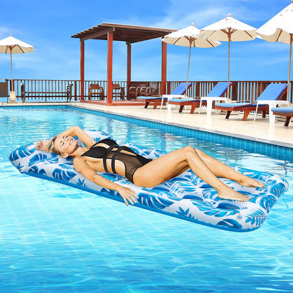 73 x 34in Inflatable Pool Float 1 Piece Adults Floating Pool Lounge for Lake Beach Swimming Pool Fun, Blue