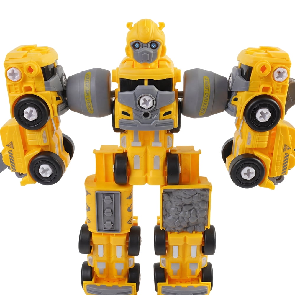 5 in 1 Take Apart Trucks Transform to Robot Construction Vehicles Set Transforming Robots for Kids Educational STEM Toys